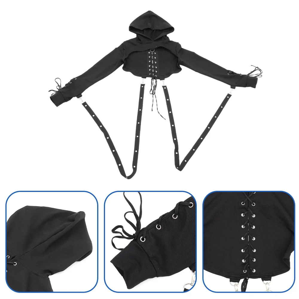 

1 шт. Готическая толстовка с капюшоном, крутой пуловер с длинным рукавом, костюм