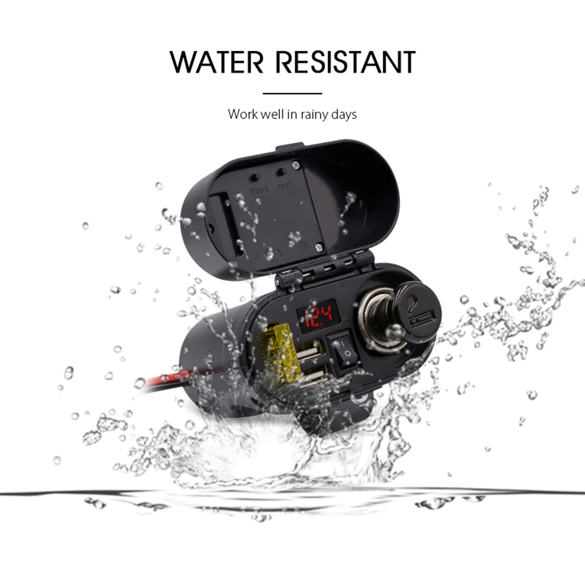 20A Fuse 12V-24V Motorcycle Cigarette Lighter 5V 3.1A Waterproof Dual USB Port Charger With Voltmeter Time Display
20A Fuse 12V-24V Motorcycle Cigarette Lighter 5V 3.1A Waterproof Dual USB Port Charger With Voltmeter Time Display