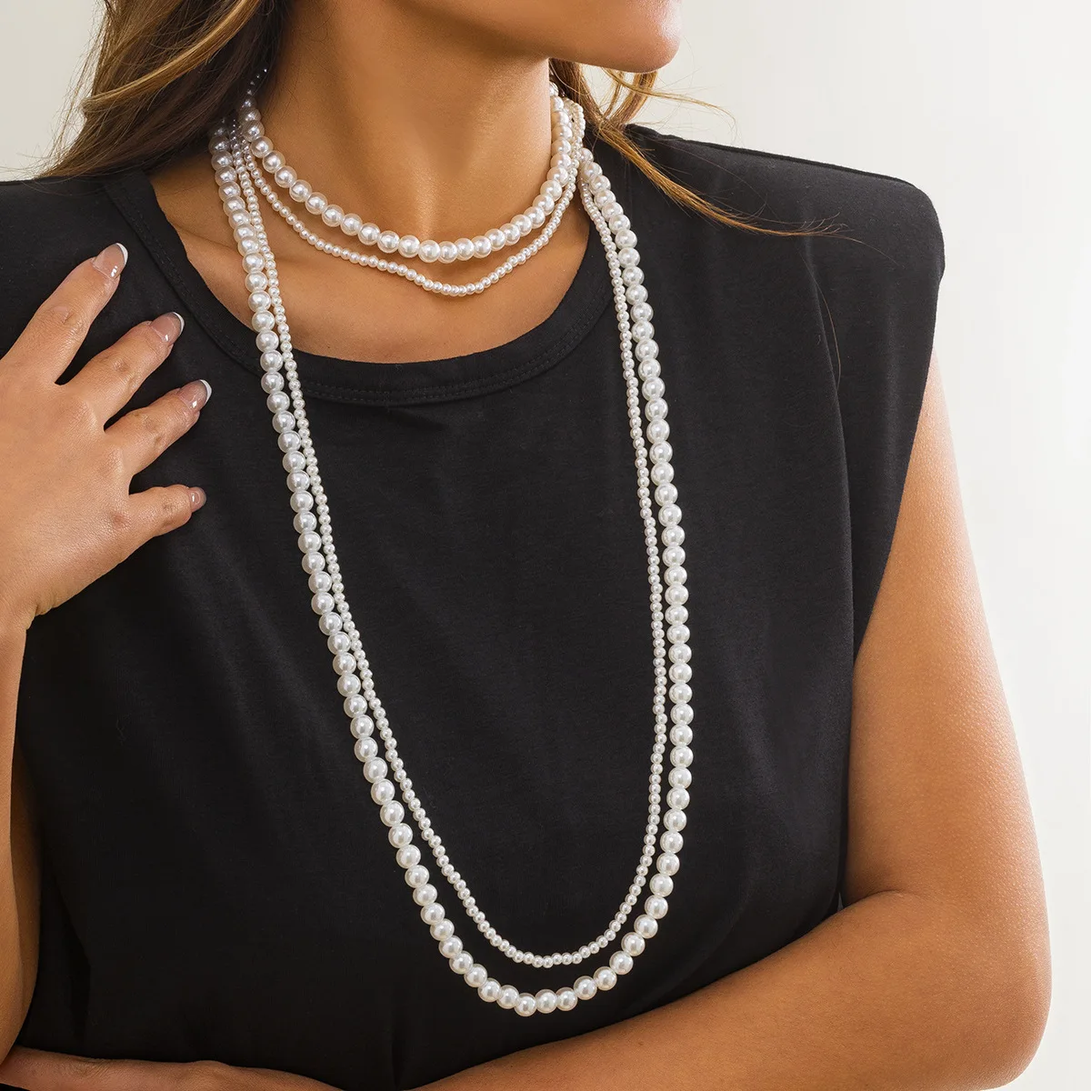 

New Fashion Women Jewelry Pearl Bead Necklace Long Sweater Chain Necklace For Bridal Wedding Dress Accessories Gift For Mother