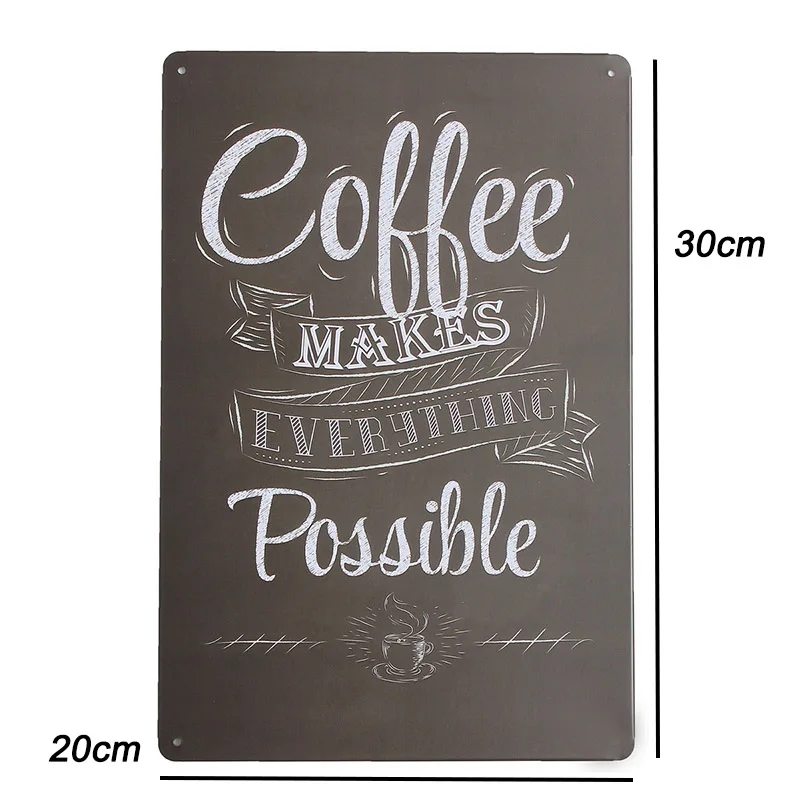 Металлический плакат 30*20 см кофейный знак настенный художественный декор