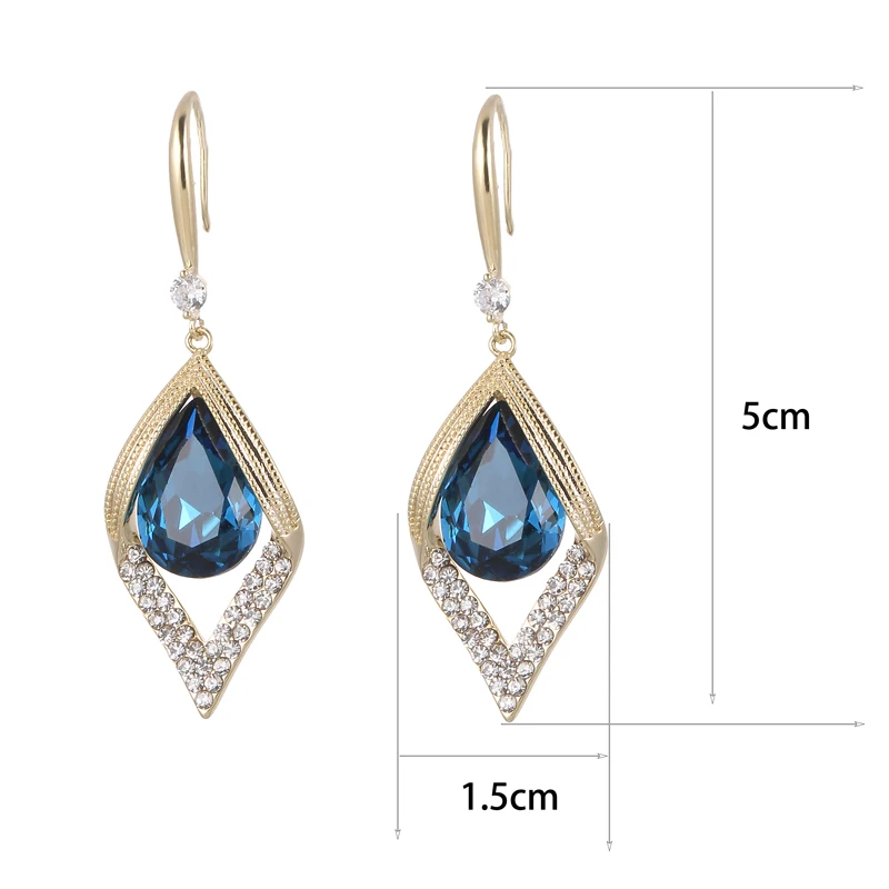 2021 Fashion Elegant Blue Bohemian Style Hoop Earrings for Woman Korean Luxury Bride Wedding Jewelry Gifts | Украшения и