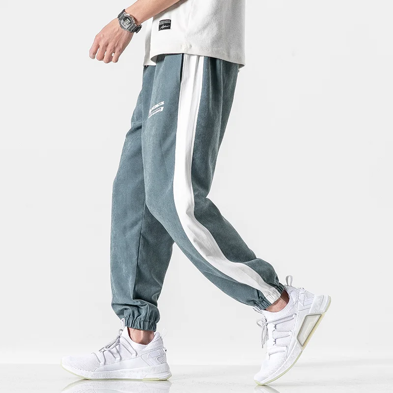 Повседневные мужские брюки теплые спортивные штаны джоггеры полосатые одежда