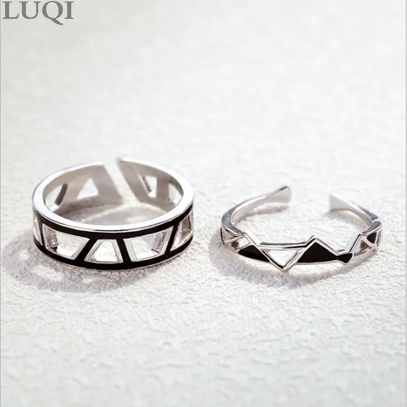 

Мужское и женское кольцо с геометрическим узором, черно-белое кольцо из платины с серебряным покрытием S925, 218