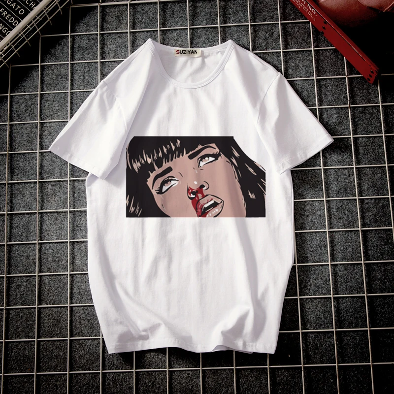 Cool aesthetic printed t-shirts summer high street moto style women tops tee Cosmic Harajuku women's new fashion cartoon |