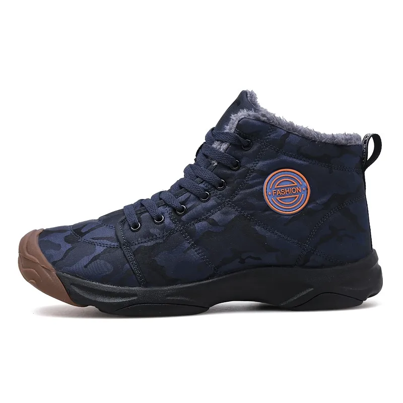 Модные мужские зимние ботинки Теплые ботильоны с плюшевой подкладкой рабочая