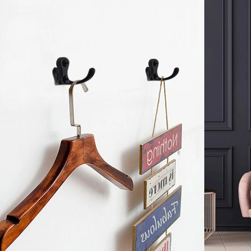

4PCS Clothes Hooks Coat Wall Hooks Heavy Duty Wall Mounted for Hat Hardware Dual Prong Room House Accessories