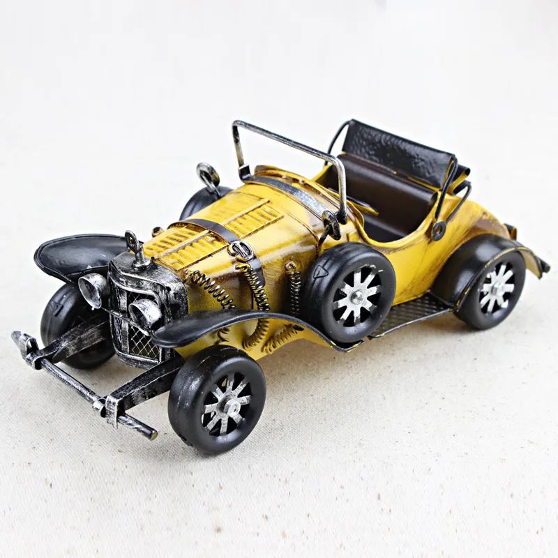 

22x10x9.5cm Wrought Iron Tin Car Model Retro Handmade Convertible Vintage Car Decoration Hot Whells Diecasts Toy Vehicles