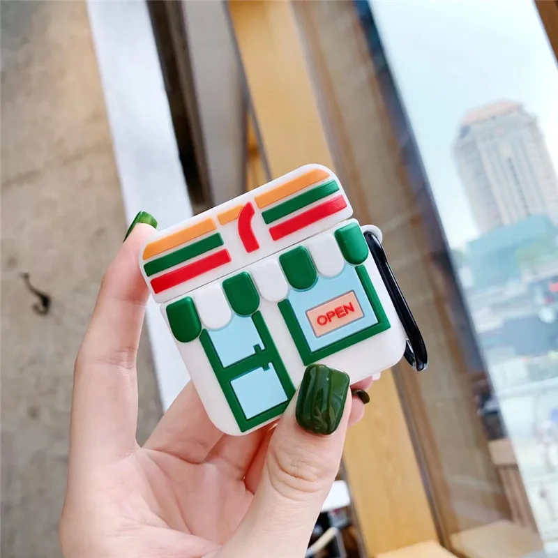 Мультяшный 711 удобный магазин для airpods чехол стерео Беспроводная Bluetooth гарнитура Набор для airpods 1/2 мягкий чехол зарядная коробка