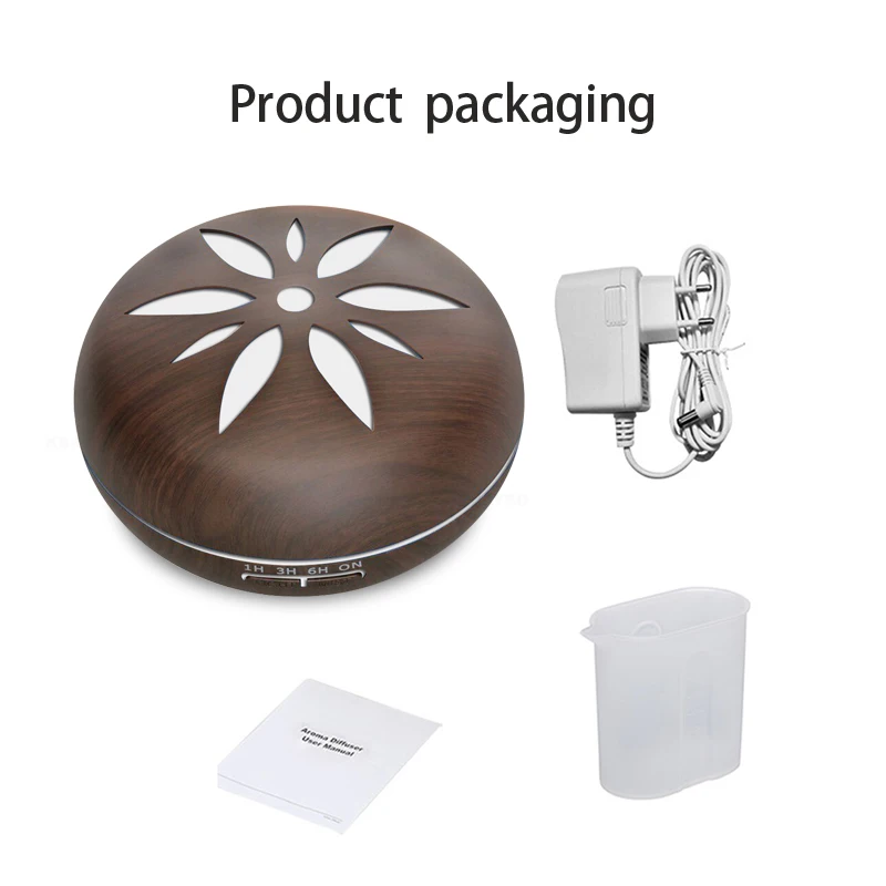 

550ml Ultrasonic Humidifier Essential Oil Diffuser Wood Grain Mist Humidifier LED Night Light for Office Home Bedroom