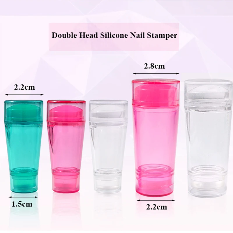 Силиконовый стемпер для ногтей с двойной головкой блестящий прозрачный 2 8 см