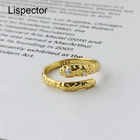 lispector 925 sterling silver simple shiny zircon rings for women korean irregular snake ring party female matching jewelry gift