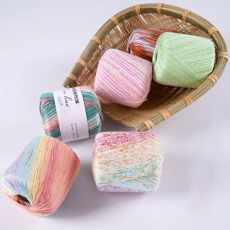 Цветная хлопковая кружевная пряжа 50 г 1 клубок весна-лето для вязания крючком |