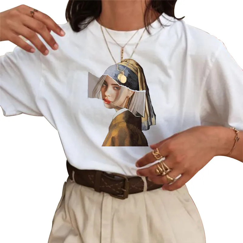 

Cartoon Avatar Women's T-shirt Harajuku Casual Short Sleeve Loose Women's Clothing Tops Graphic T-shirt Female Black White Gray