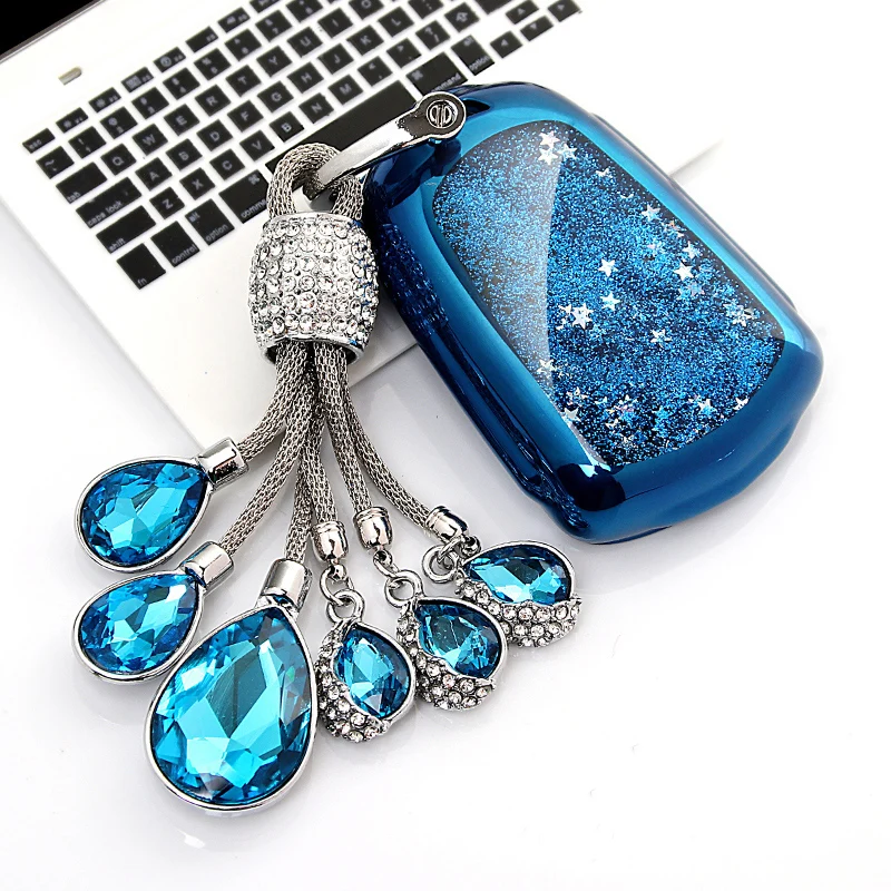 Зыбучих песков ТПУ 4 5 Кнопка ключа автомобиля чехол крышка Держатель для Cadillac ATS L