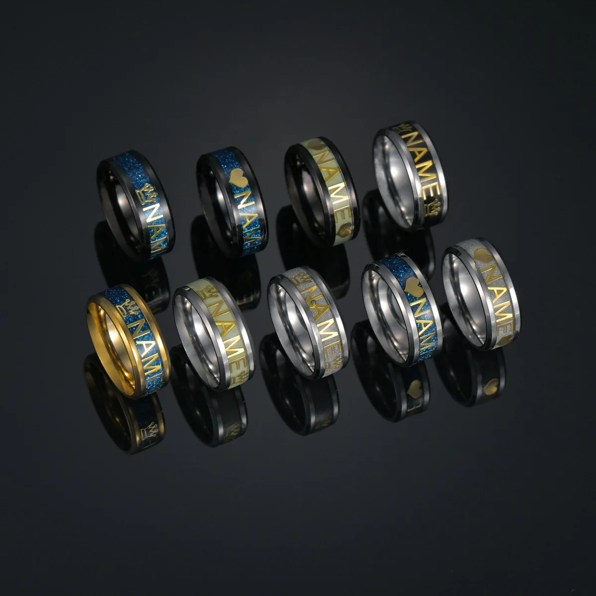 

Fashion titanium steel ring custom name ring 12 letter DIY ring men's Ring Jewelry