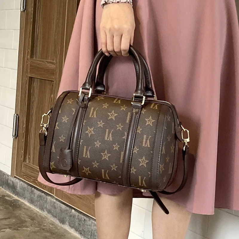 

Genuine Leather Women Bostons 2021 New Fashion All Match Single Shoulder Handbags Ladies Designer Purse and Handbags Luis Vuiton