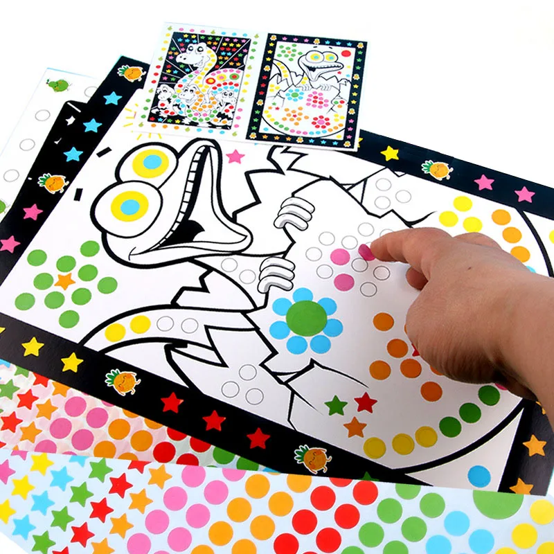 Funny Puzzle Dot Stickers For Kids Cute Cartoon Animal Drawing Mosaic Sticker Children Early Educational Patience Training Toys