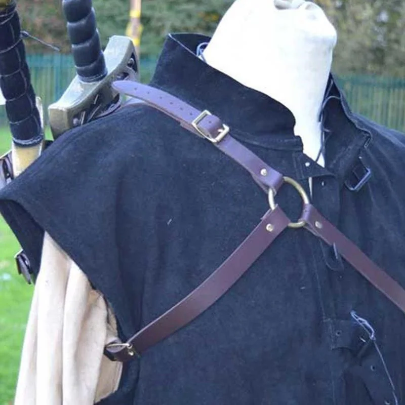 Сумка для двух мечей на спину рыцаря средневековья, винтажный ножны из кожи с креплением на плече, ремешок для костюма, реквизит для мужчин.