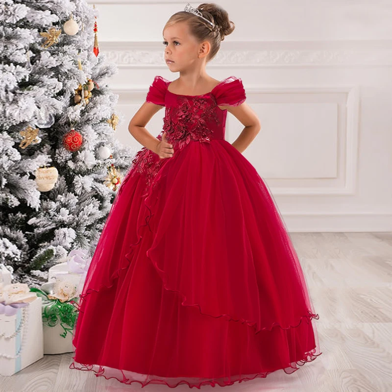 2022 Summer First Bridesmaid Dress Party Kids Dresses For Girls Costume Vestidos Princess Girl Wedding Gown 10 12 14 Years | Детская