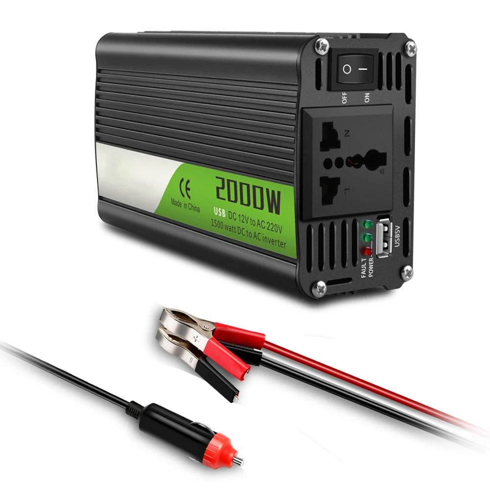 Автомобильный инвертор 12 В до 220 2000 Вт Преобразователь мощности постоянного тока