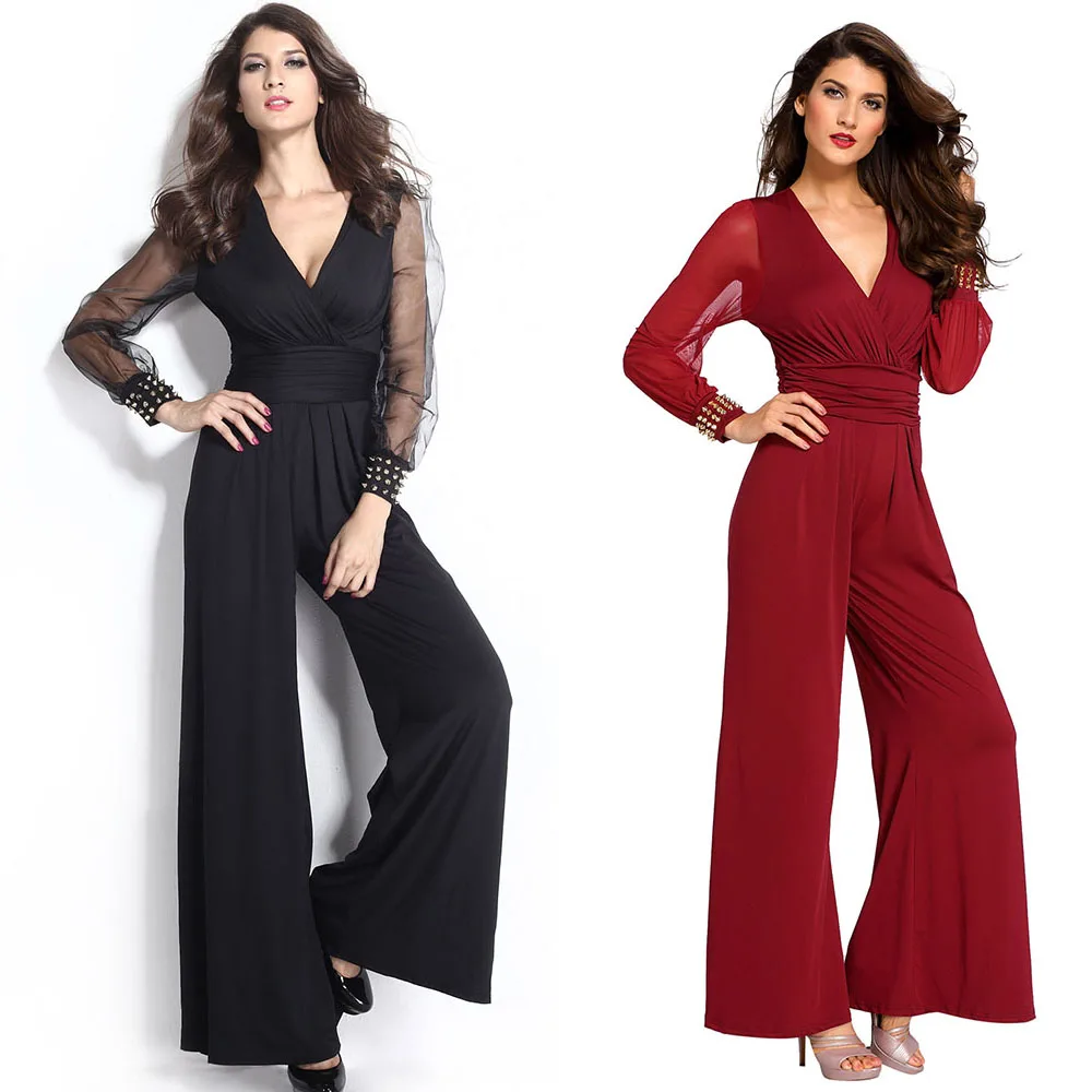 Длинные Комбинезоны SEBOWEL женский комбинезон осень весна вечеринка v образный