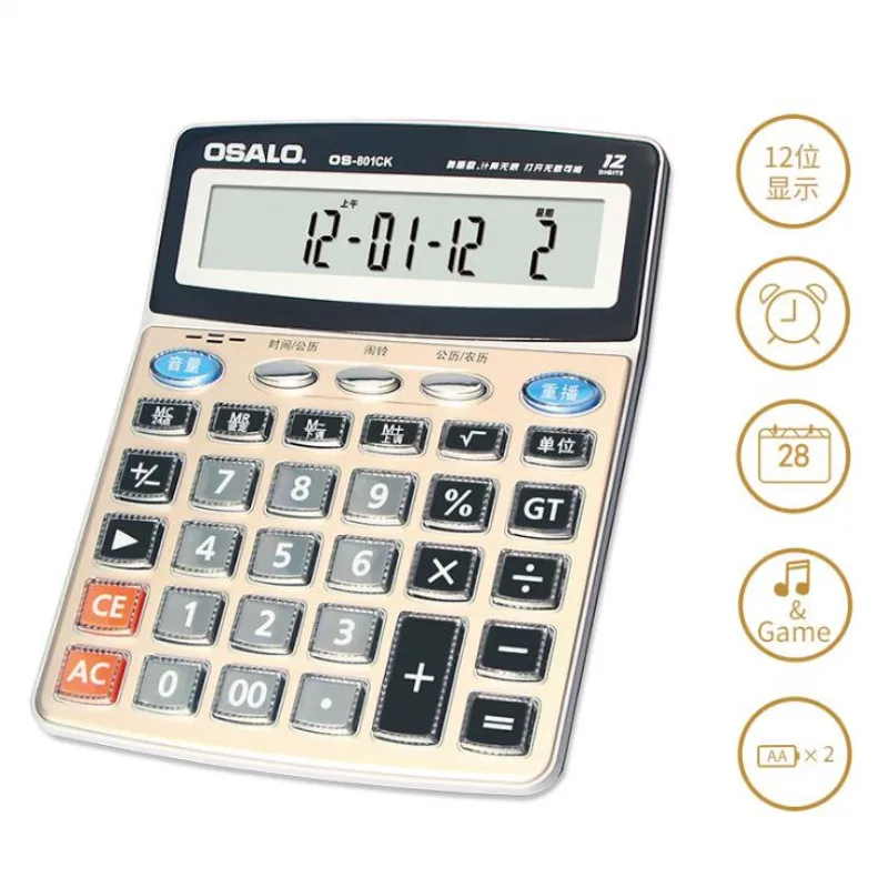 NEW OS-801CK Audio calculator human voice OSALO time calendar display transparent key calculator for Office finance school