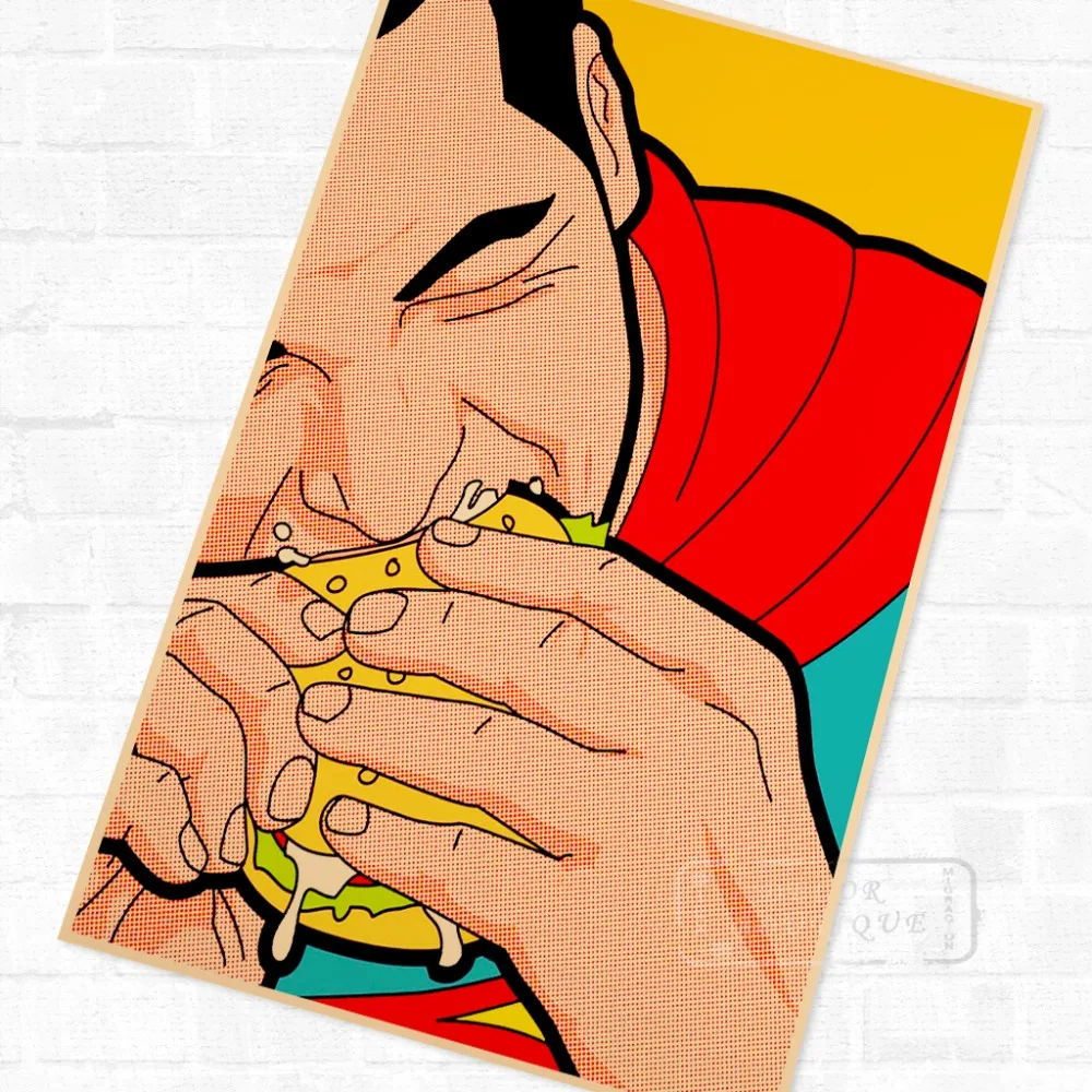Eat Hamburgers Pop Art Classic Vintage Retro Kraft Coated Poster Decorative DIY Wall Canvas Sticker Home Bar Posters Decor G | Дом и сад