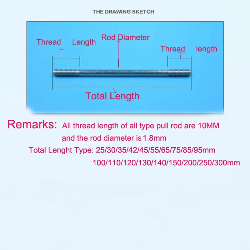 10 шт m2 тяга с двойной резьбой l10 м