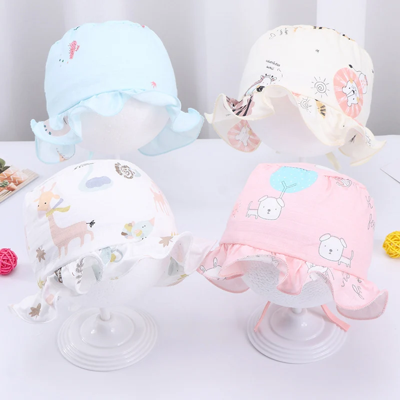 Панама детская хлопковая мягкая пляжная шапка с мультяшными животными для