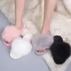 Тапки женские домашние, меховые теплые, мягкие, без застежки, симпатичные, на плоской подошве, зимние шлепанцы, черные, розовые, серые