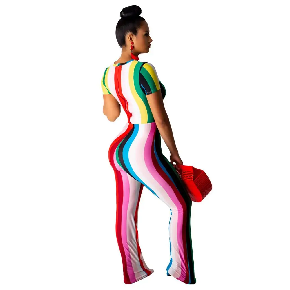 Adogirl комплект из двух предметов в радужную полоску с коротким рукавом женские