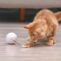 electric cat toy led laser tease kitten ball self rotating feather toys attract cats attention usb rechargeable pet products