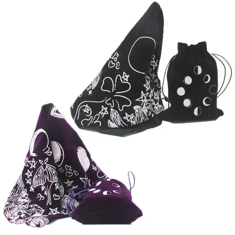 Бархатная скатерть Таро с сумкой ведьма гадание фазы Луны любовник Луна Мотылек