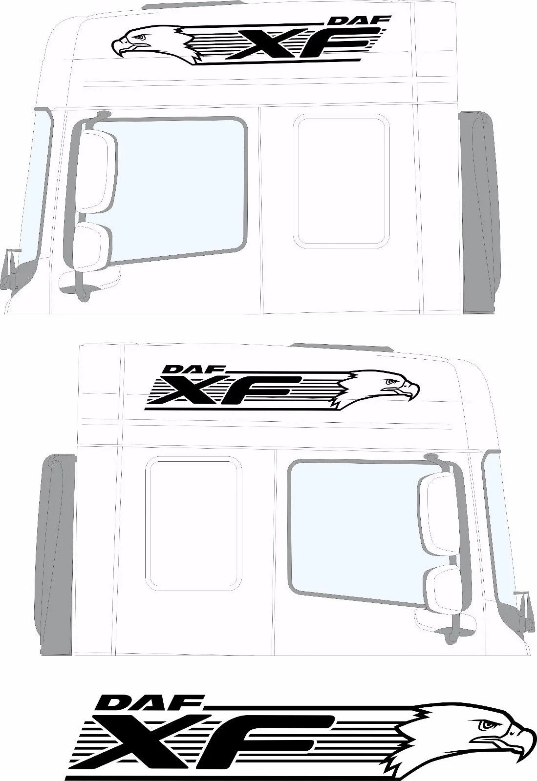 Для 2 шт./компл. DAF XF Euro 6 крыше кабины Графика наклейки CF любую обувь в разной цветовой гамме под заказ образцов