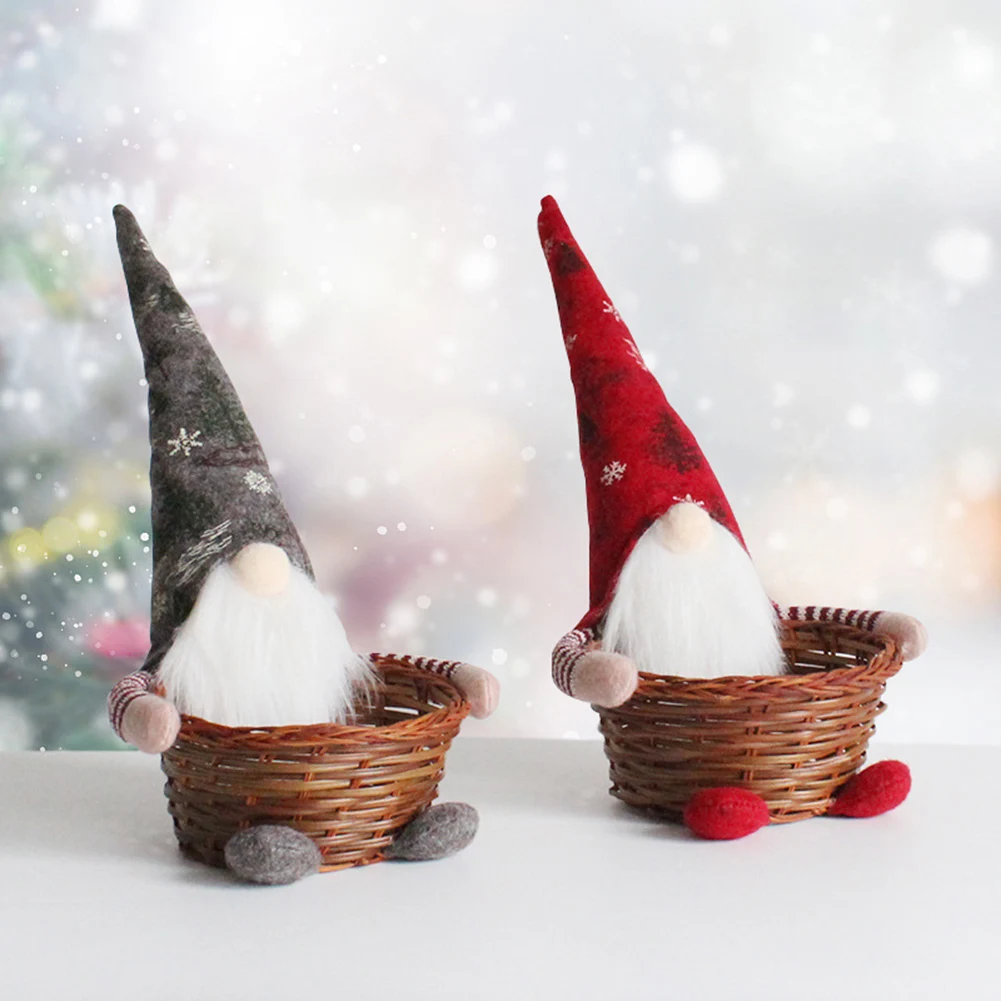 

Christmas Faceless Gnome Candy Bamboo Basket Gift Packaging Box Doll Portable Desktop Decoration Birthday Gift