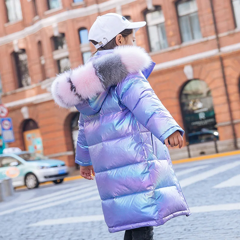 Новинка 2021 зимний комбинезон куртка на утином пуху для девочек одежда