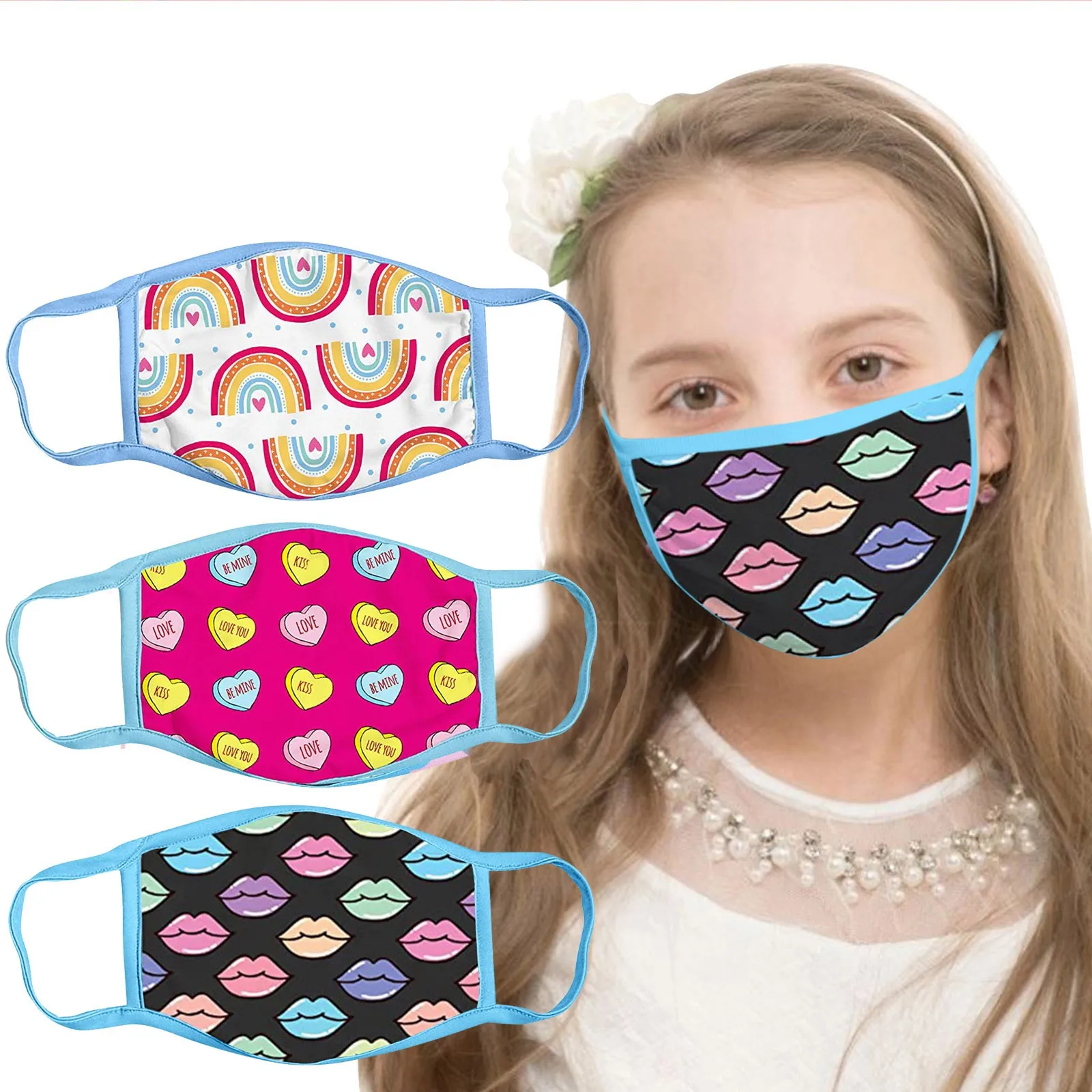 

3 шт., Детская Хлопковая маска для лица с принтом