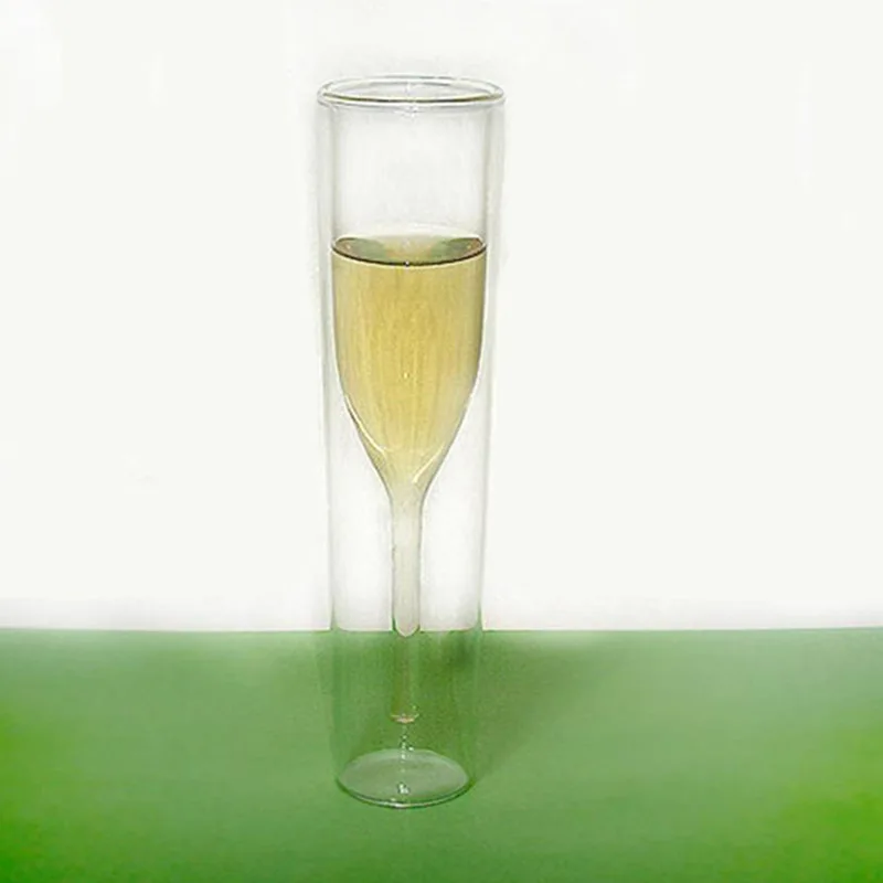 

2/4/6 Pcs Double Wall Glass Champagne Champagne Flutes Stemless Wine Glass Goblet Bubble Wine Tulip Cocktail Wedding Party Cup