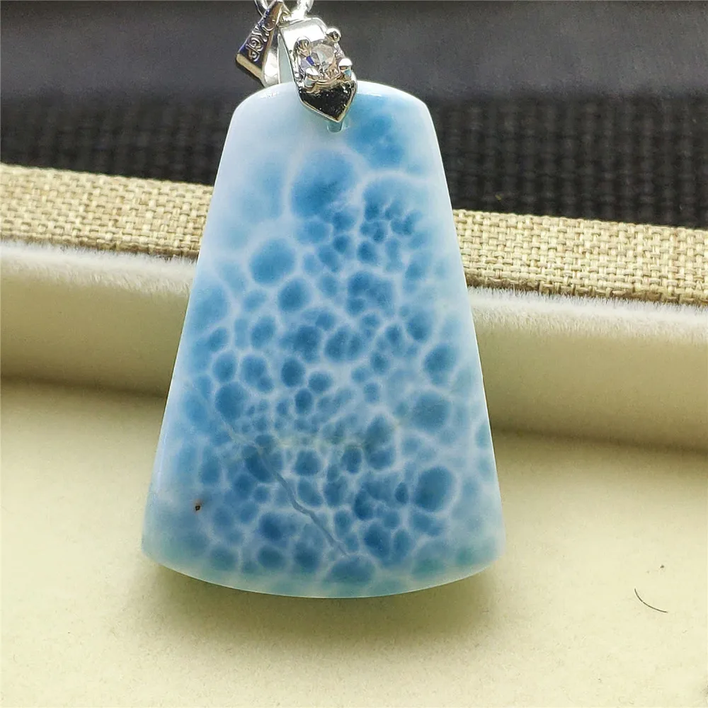Натуральный Синий Larimar для женщин и мужчин драгоценный камень кулон 33x23x8 мм водным узором Мода прямоугольник юбилей счастливый подарок AAAAA