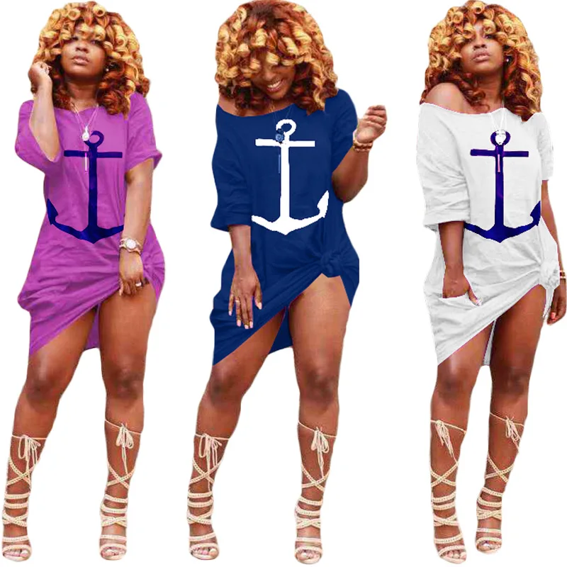 Летнее платье с принтом свободное Повседневное платье-пуловер модная женская