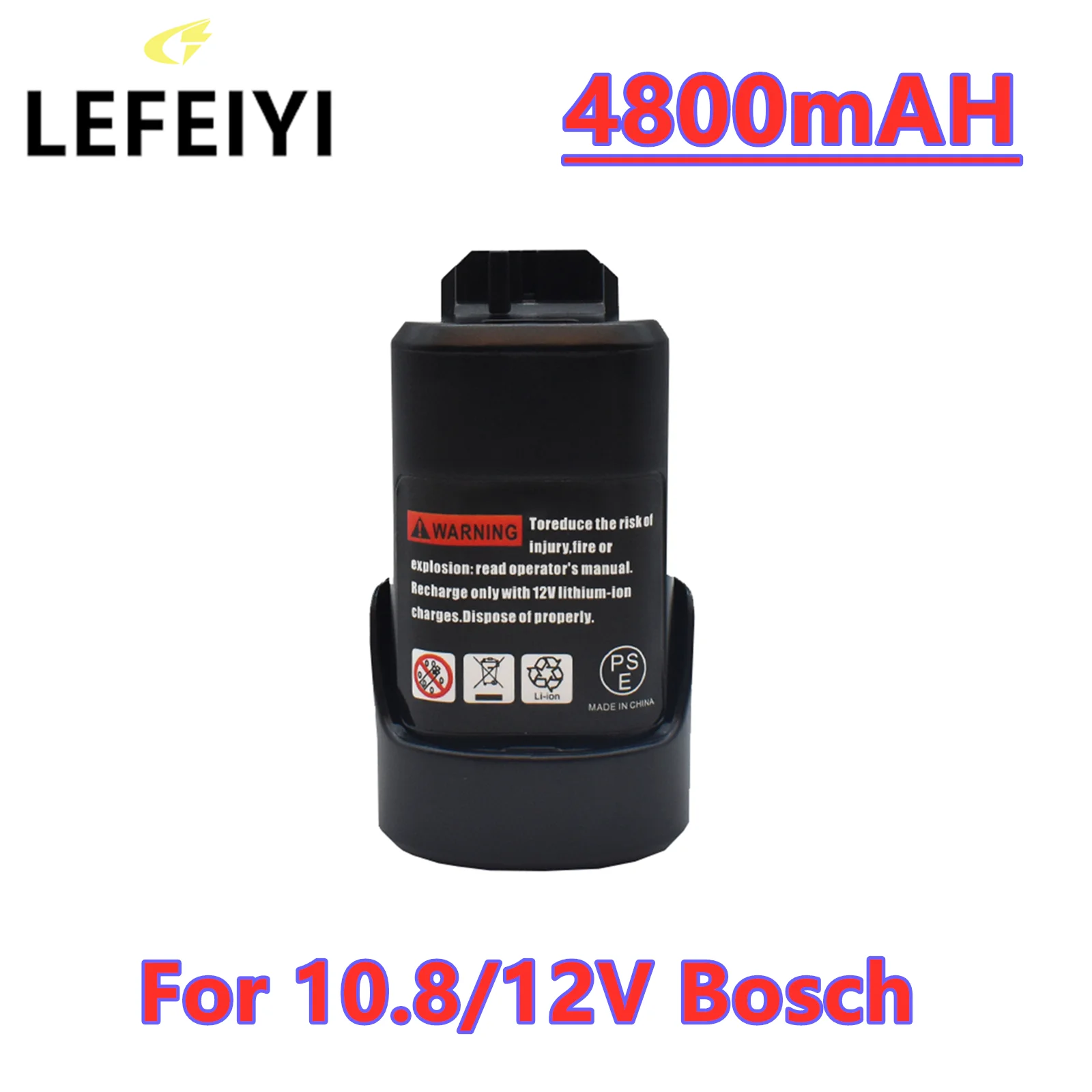 

LEFEIYI 4.8Ah 10.8V 12V Li-ion Rechargeable Battery Pack Replace for BOSCH Cordless Electric Drill Screwdriver BAT411 BAT412 BAT