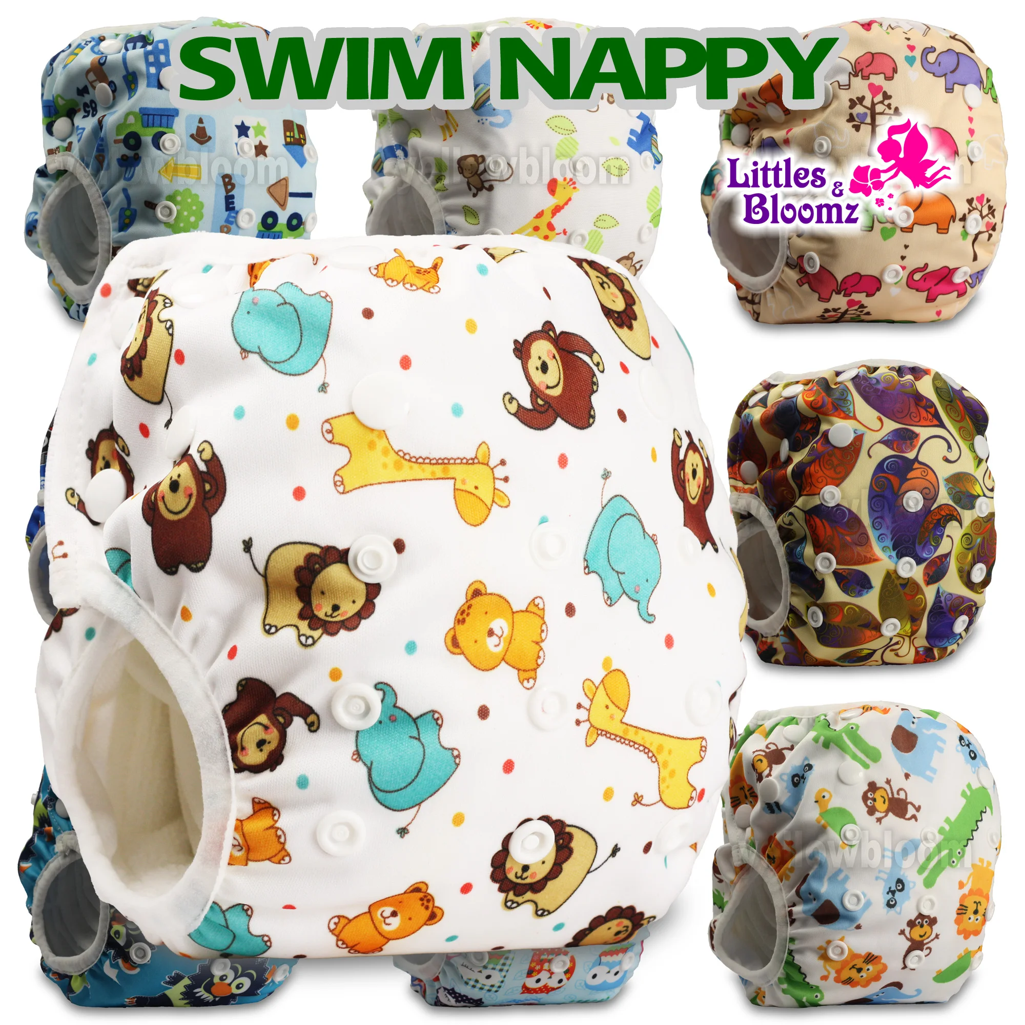 [Littles & Bloomz] Детские Многоразовые купальные подгузники 1 шт. Мультяшные купальники