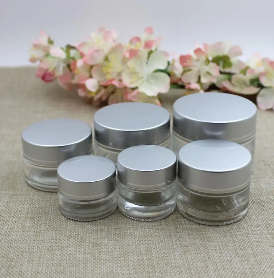 30G transparent glass bottle/ jar for cream/gel/essence/moisturizer/serum/mask cream art nail packing aluminum/plastic lid | Красота и