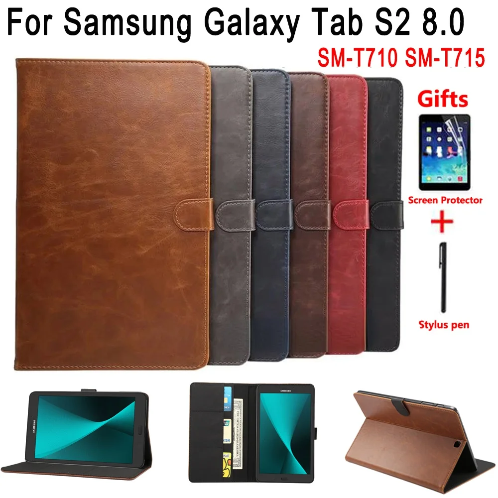 

Premium Leather Case for Samsung Galaxy Tab S2 8.0 SM-T710 SM-T715 Smart Auto Sleep Wake Shockproof Flip Tablet Cover Shell