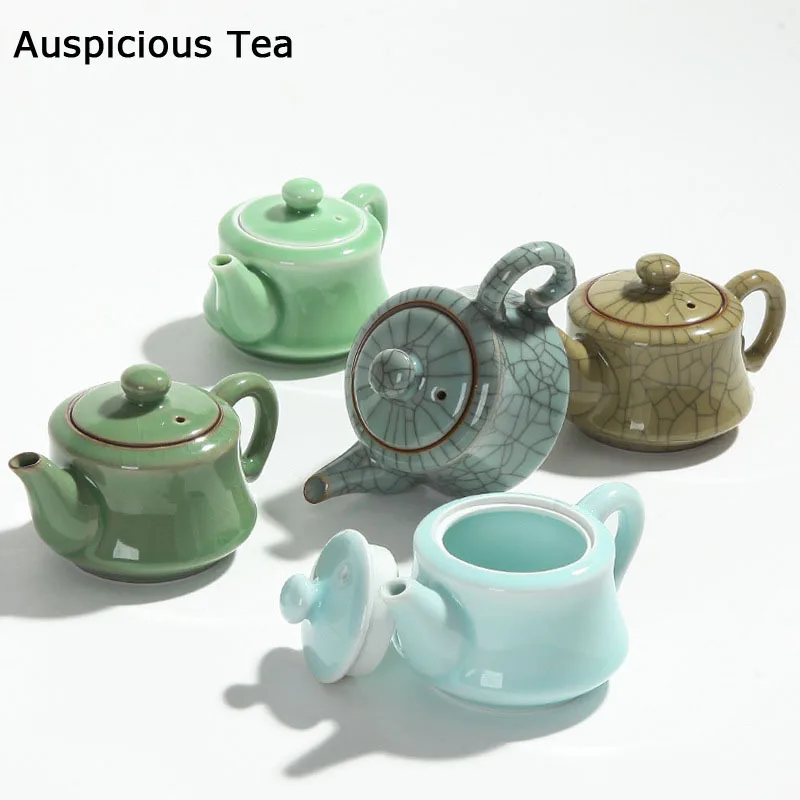 

200ml Boutique Longquan Celadon Ice Crack Ceramic Tea Pot Handmade Household Kung Fu Tea Set Tea Ceremony Accessories Drinkware