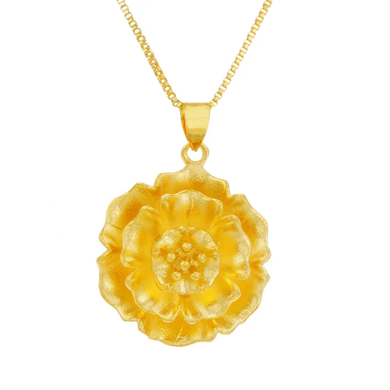 

Multilayer Flower Necklace Rose Pendant Necklace 24K Gold Plated Chain Necklaces Ethnic Anniversary Wedding Engagement Jewelry