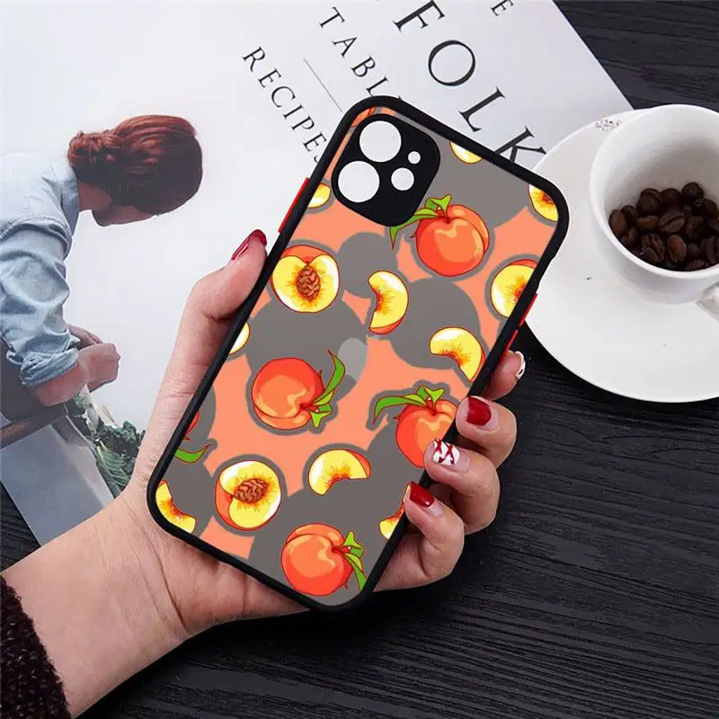 

Cute peach pink Phone Case For iPhone 12 11 Mini Pro XR XS Max 7 8 Plus X Matte transparent Back Cover
