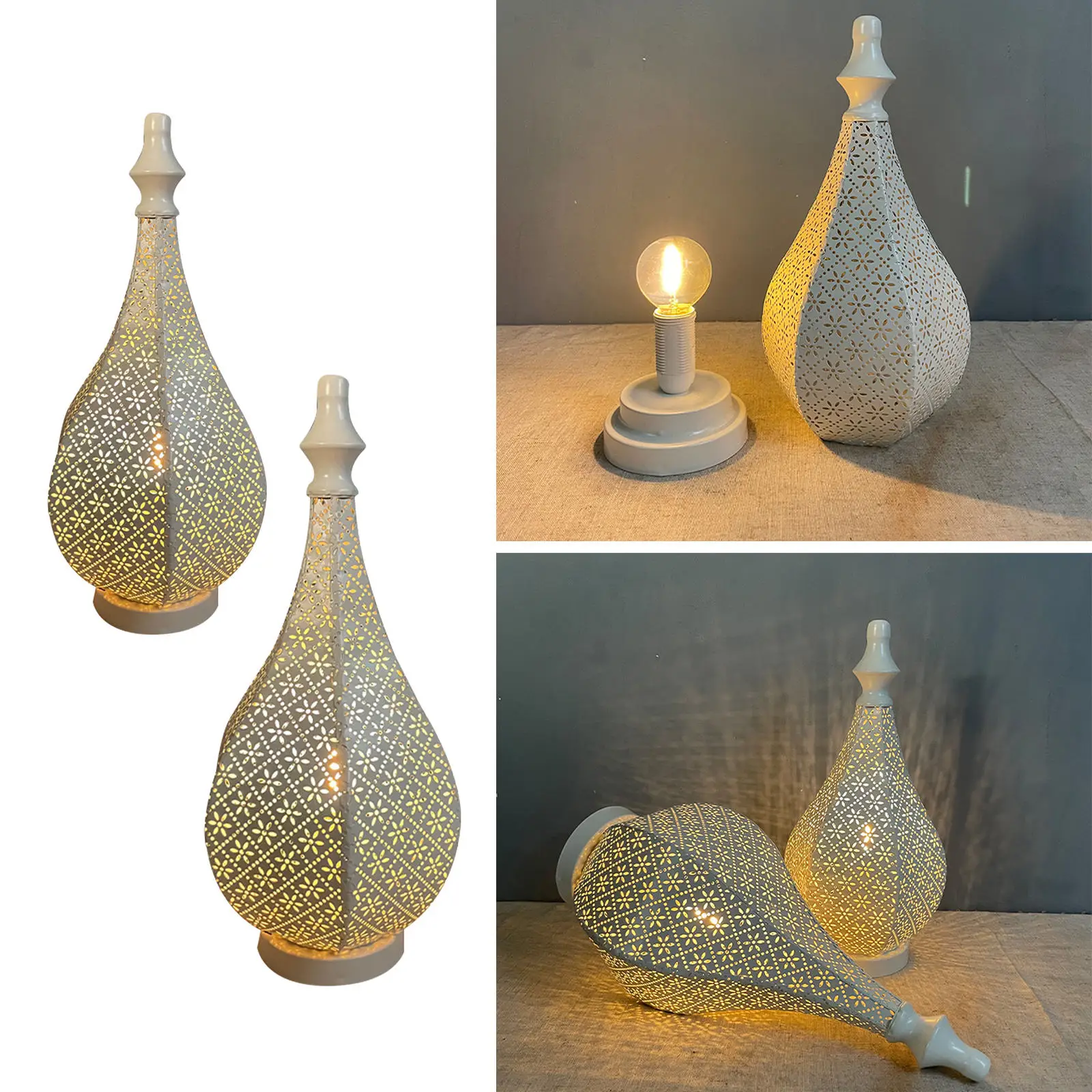 

Battery Powered Table Lamp Romantic Decorative Hollow-Carved Portable Desk Lamp Night Light for Wedding Office Decoration