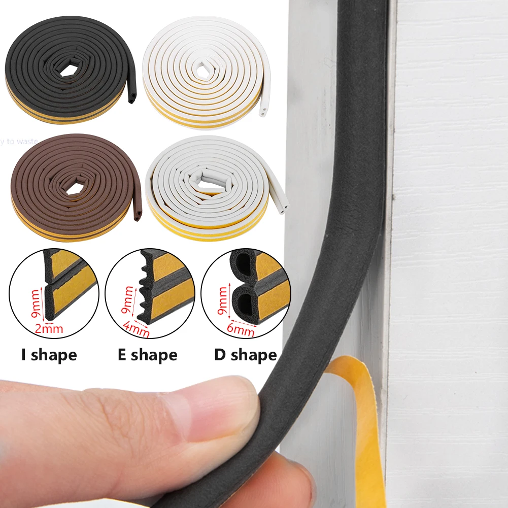 

5M Draught Excluder Self Adhesive Rubber Door anti-collision Window Sealing Strip Glass Roll 16.4ft Foam Sound Insulation Strip