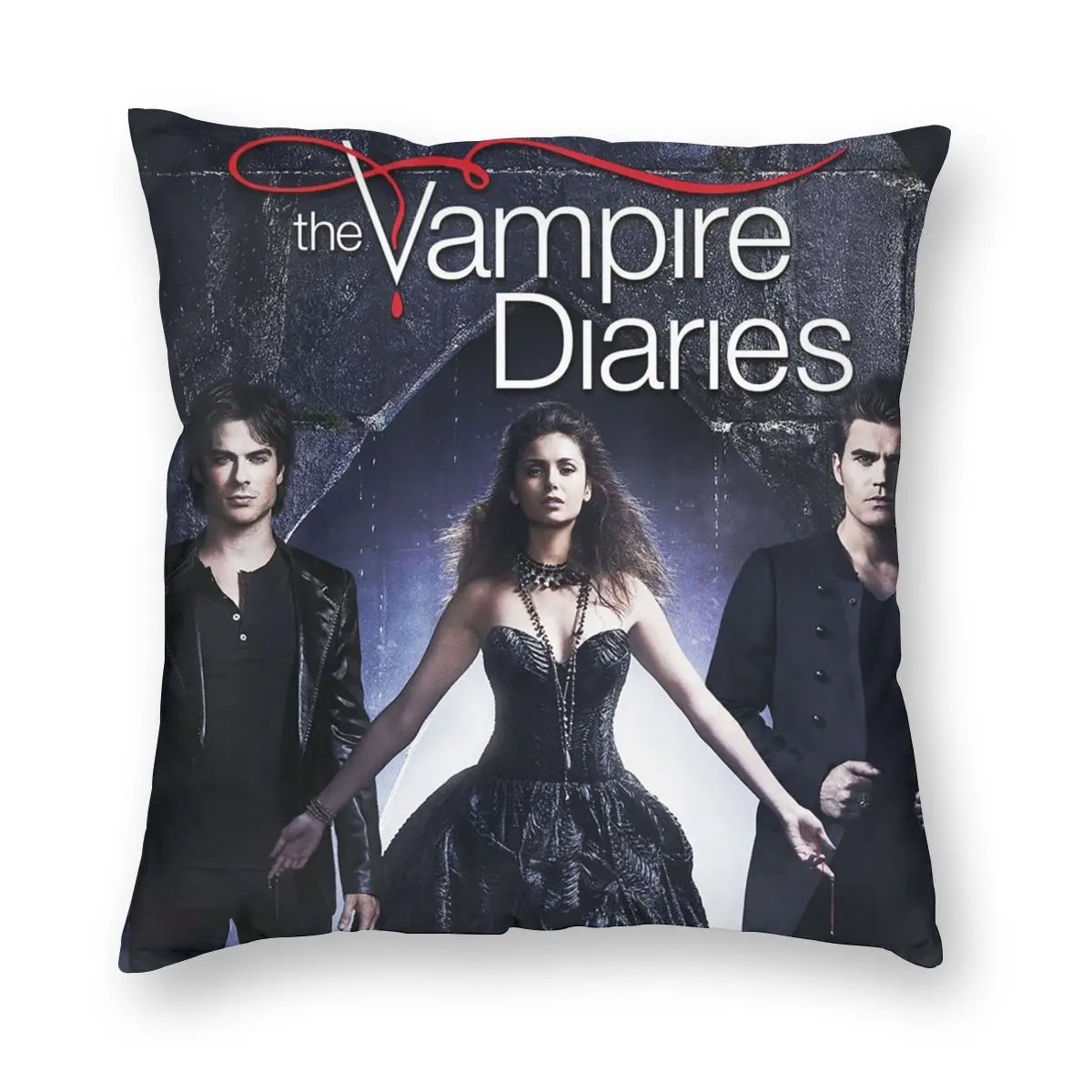 

The Vampire Diaries Pillowcase Printed Polyester Cushion Cover Decorations Salvatore Damon Pillow Case Cover Home Square 18"